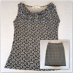 Max Studio | Geometric Blouse & Skirt Set